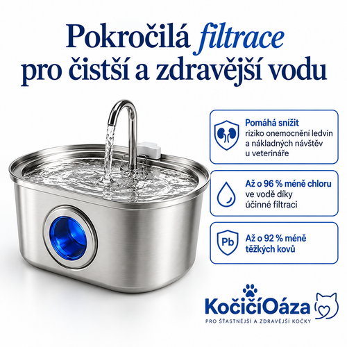 Fontánka pro kočky + 4 filtry - KočičíOáza™