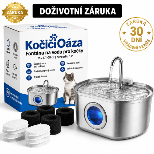 Fontánka pro kočky + 4 filtry - KočičíOáza™