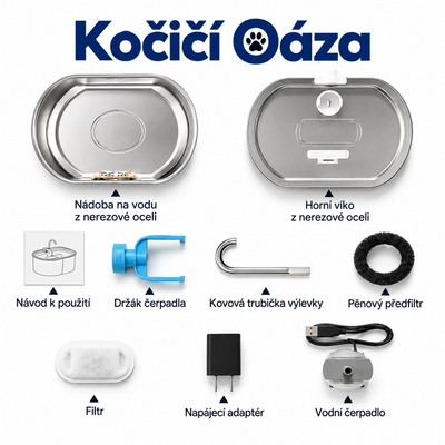 Fontánka pro kočky + 4 filtry - KočičíOáza™